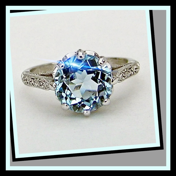 Bague Ringen Jewelry - 12.1CTTW Sea Blue Aquamarine S925 Fine SS Ring